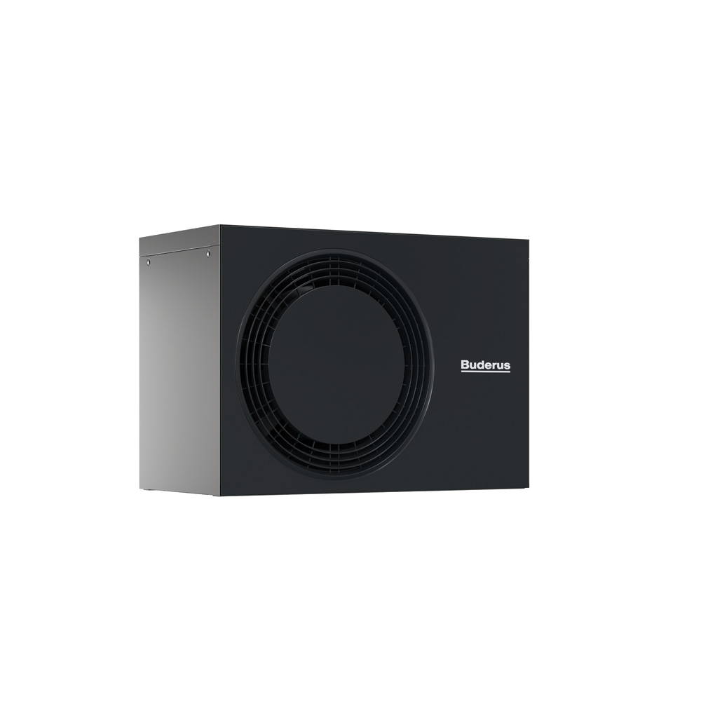 Eine schwarze Wärmepumpe von Buderus